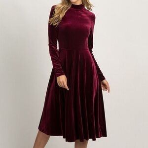 Velvet Wine Midi Dress